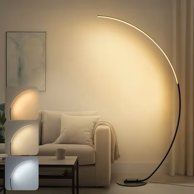 65-Inch Modern Dimmable Arched LED Floor Lamp with Remote