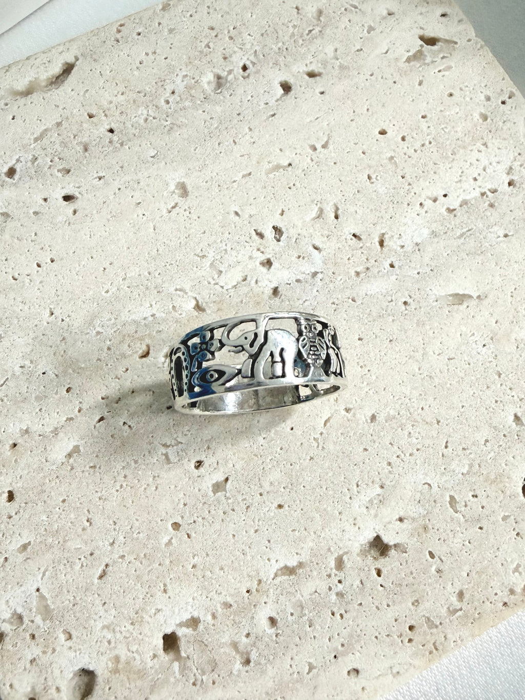 Silver 925 lucky charm ring | Handmade in Mexico | Protection Symbols Band Ring | Anillo de la suerte plata 925 Mexico