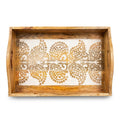 Hand Carved Wooden Breakfast Serving Tray w/ Handle | Kitchen Serve-Ware Accessories | 15x10 | 2050