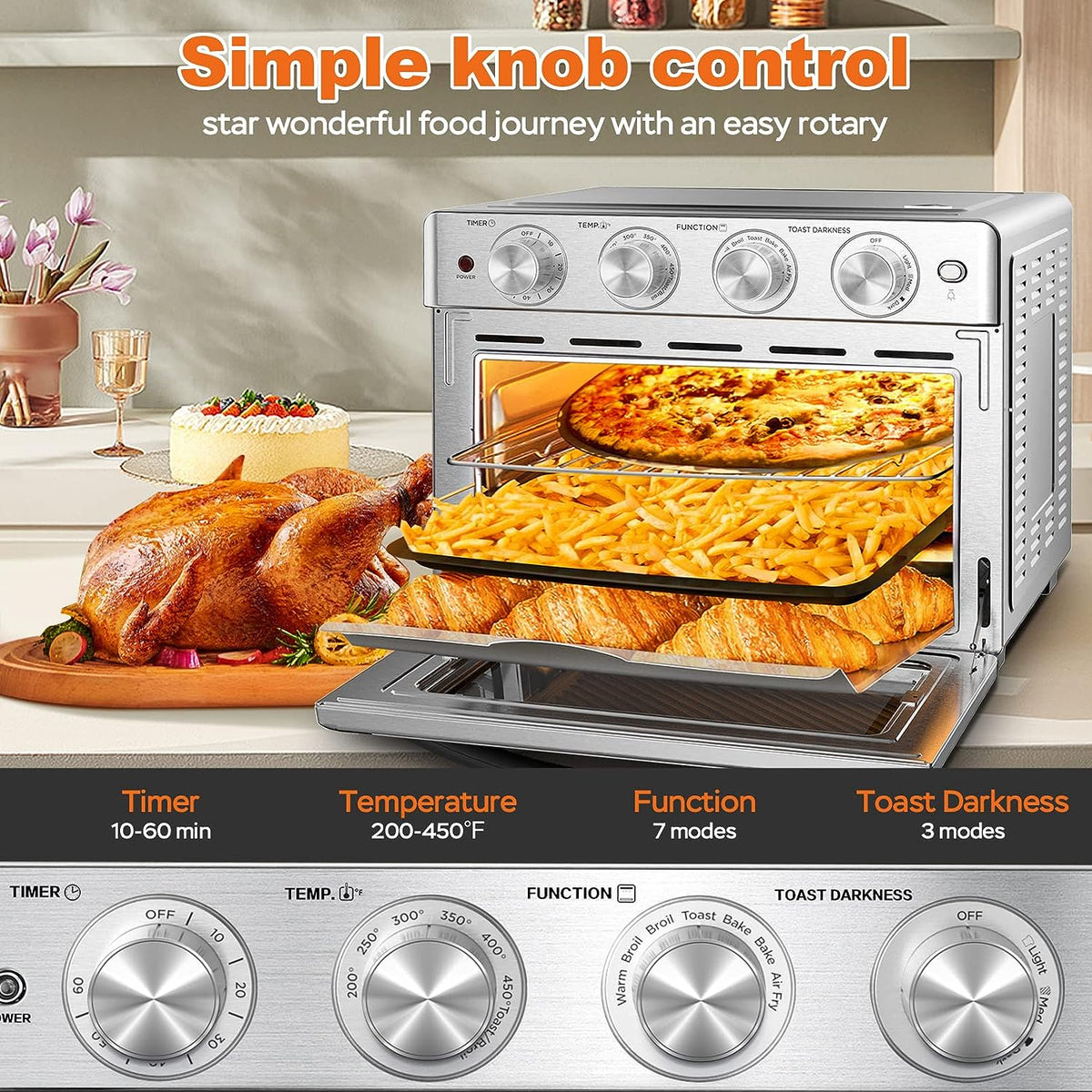 Geek Chef 6 Slice 26QT Air Fryer Toaster Oven Combo