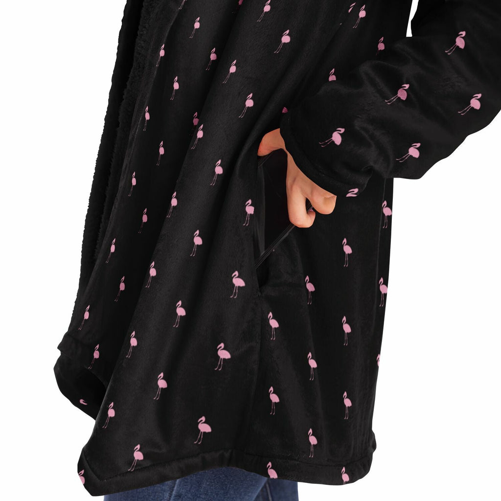 Black Classic Flamingo Cloak Hoodie