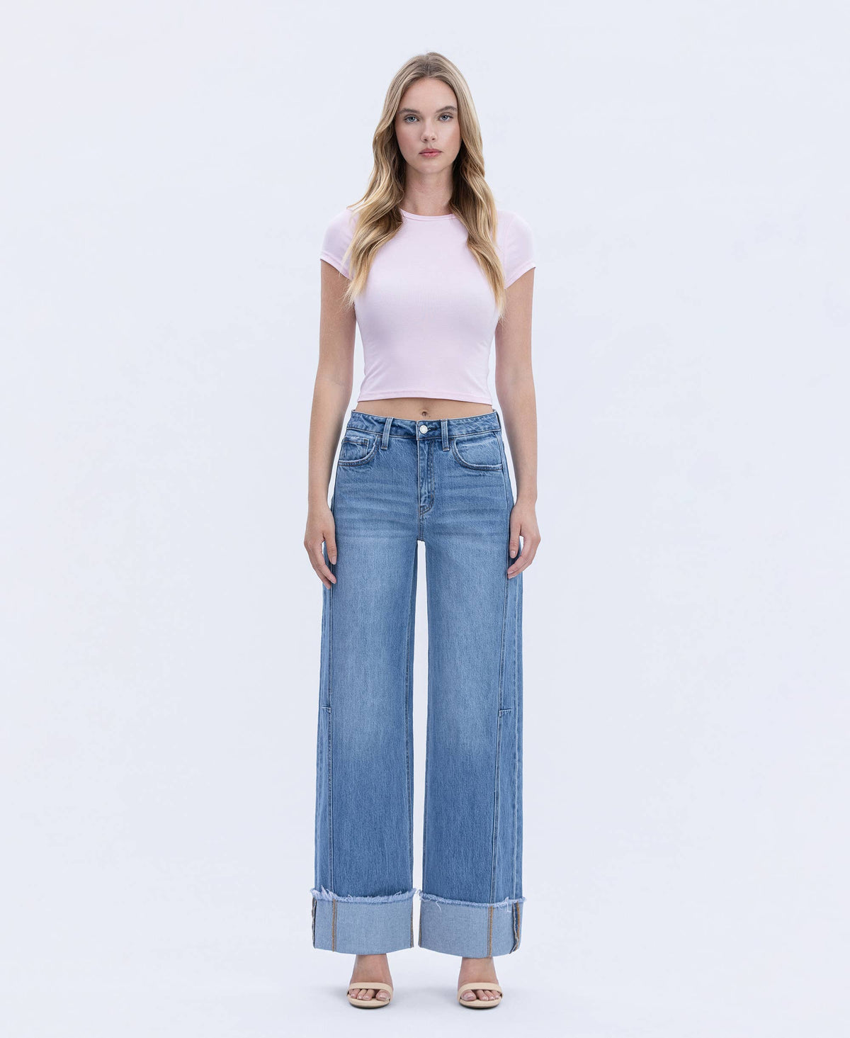 Mia High Rise Cuffed Wide Jeans
