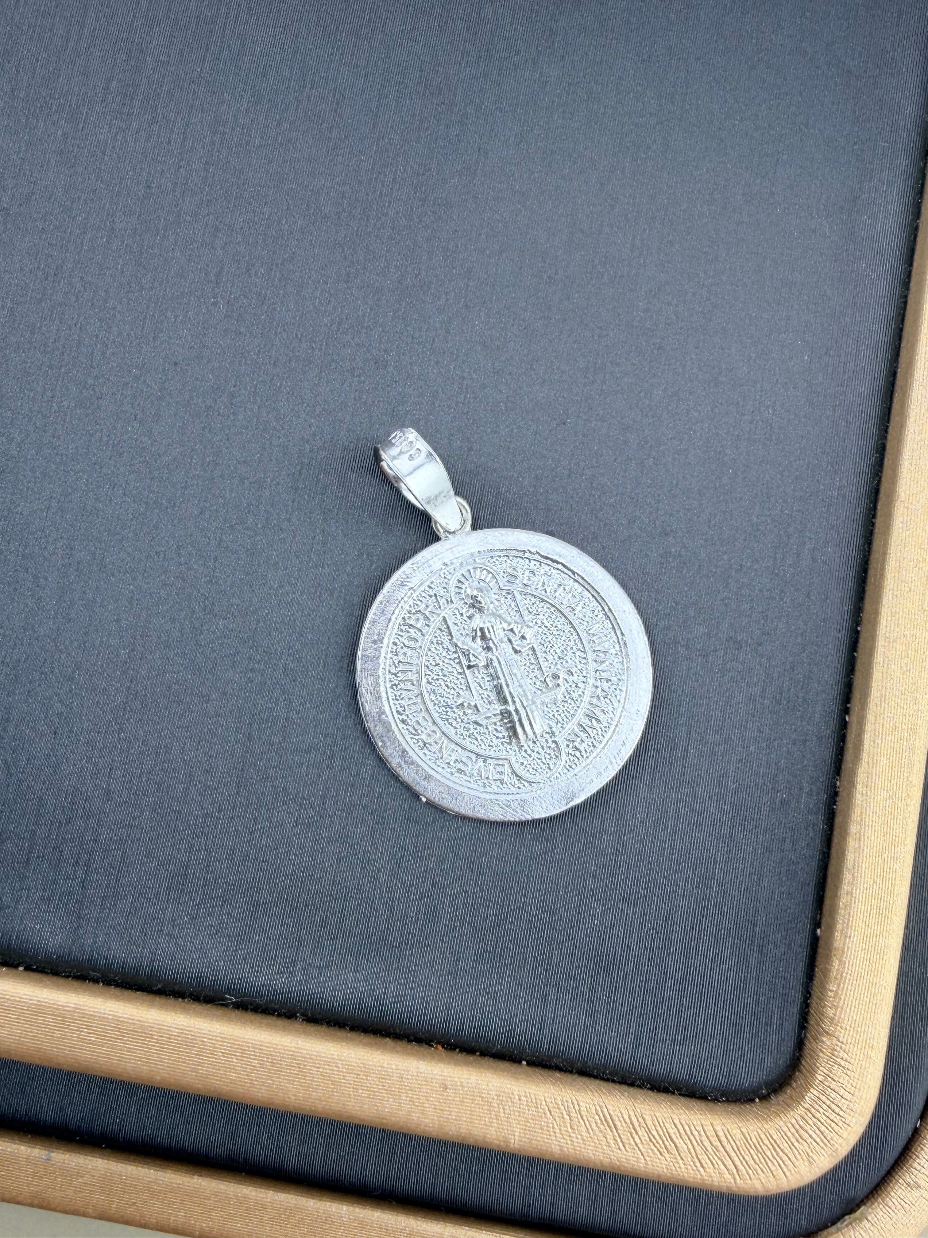 Silver 925 St Benedict medal| Catholic pendant | Plata 925 medalla San Benito de Abad