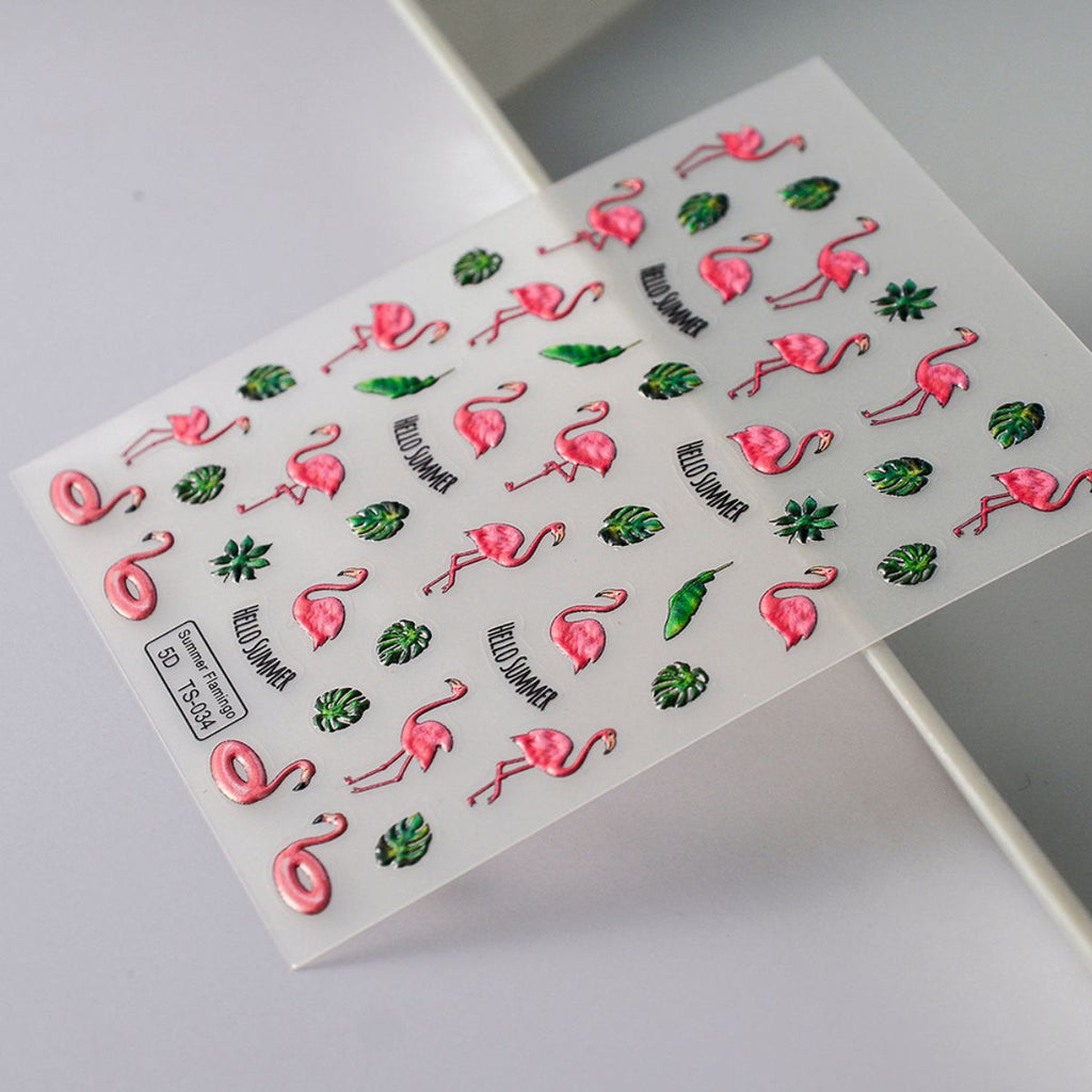 Summer Flamingo Nail Art Stickers