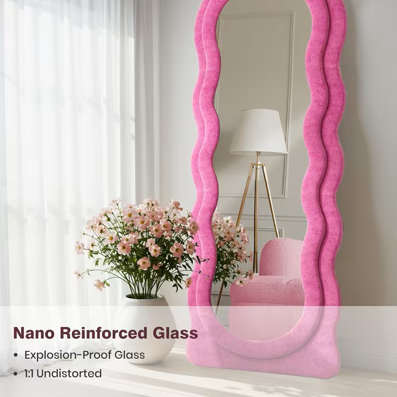 63x24-Inch Arched Flannel Full Length Floor Mirror