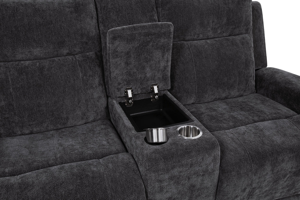 Kennett Chenille Upholstered Power Reclining Loveseat Grey