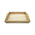 Hand Carved Wooden Breakfast Tray with Handle | Kitchen Dining Serve-Ware Accessories | 15 x 10 | 2047