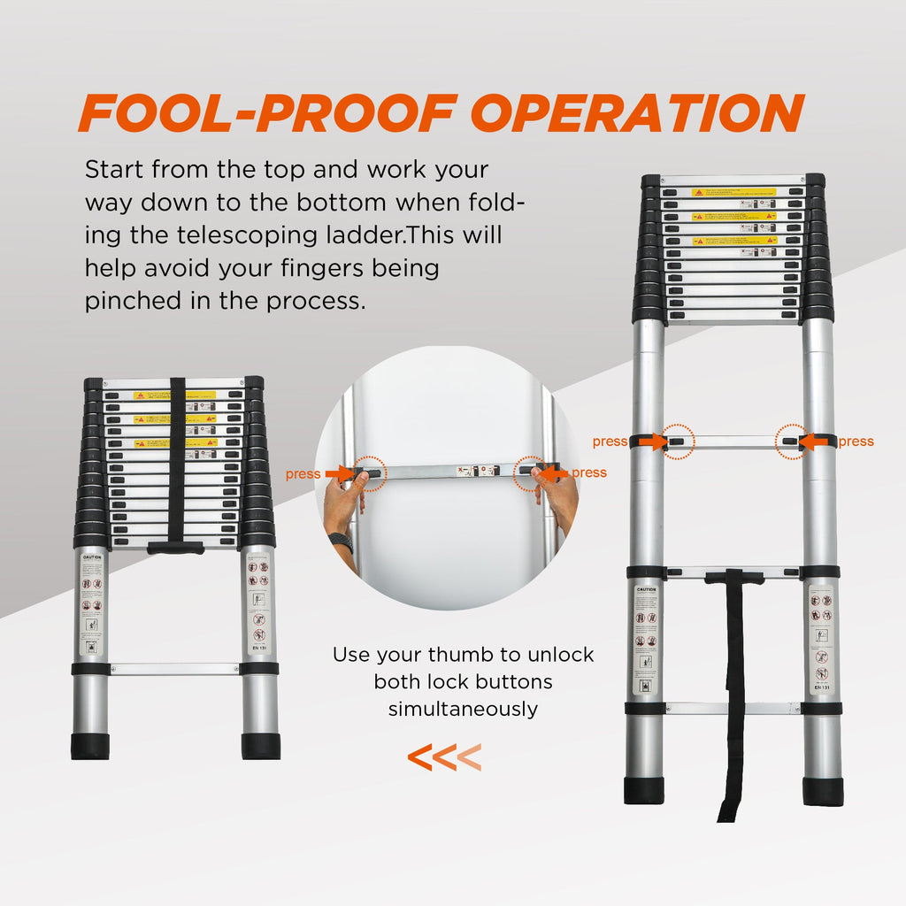 Telescoping Ladder 14.5FT - Multi-Purpose Aluminum Folding Ladder