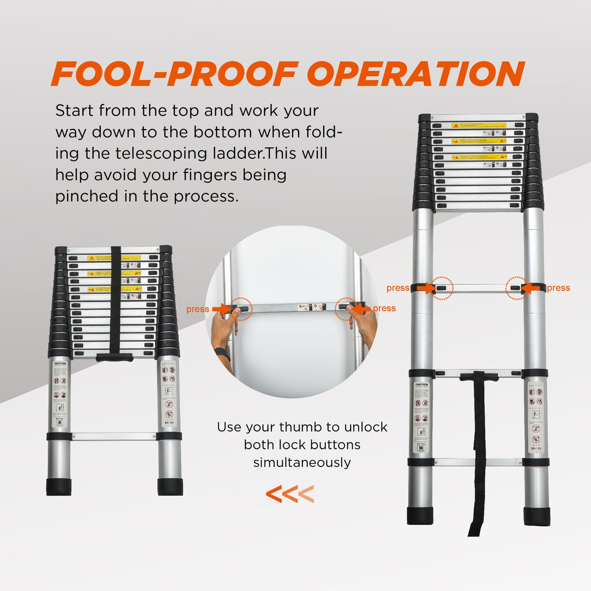 Telescoping Ladder 14.5FT - Multi-Purpose Aluminum Folding Ladder