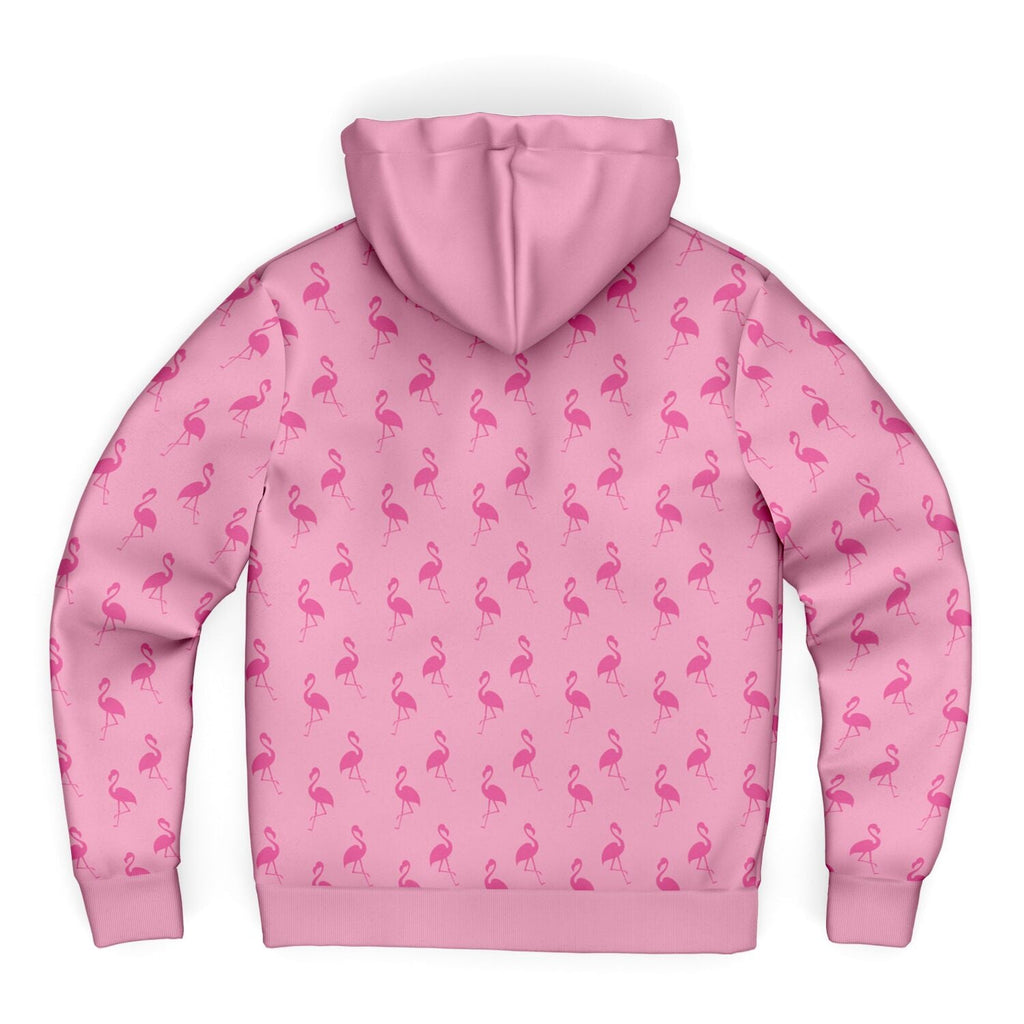 Simple Pink Flamingo Zip-Up Hoodie