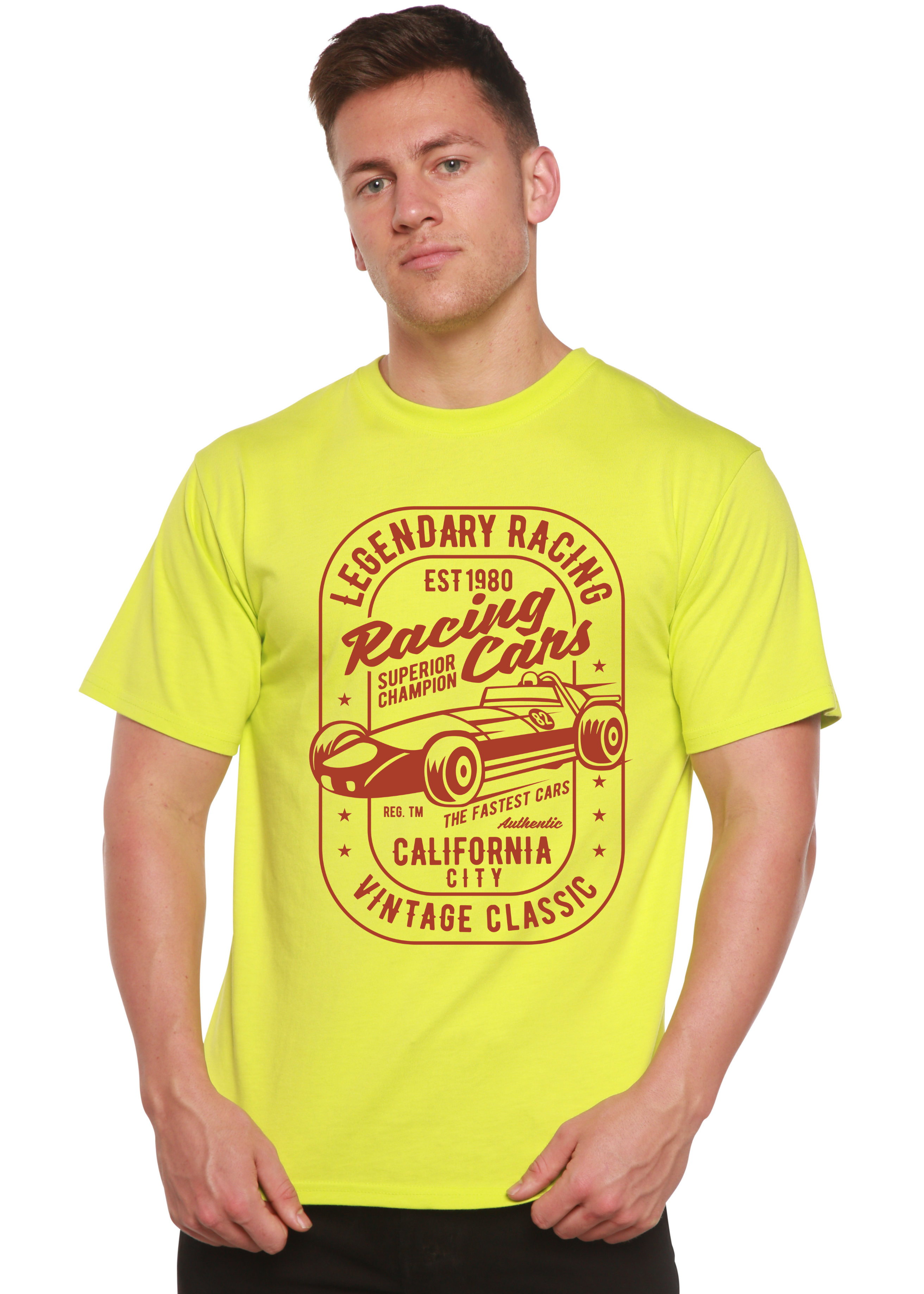 Legendary Racing Cars Men's Bamboo Viscose/Organic Cotton Short Sleeve Graphic T-Shirt