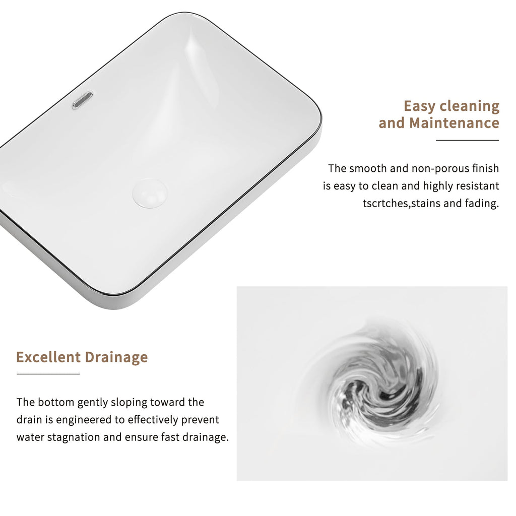 Ceramic Undermount Bathroom Sink 22.05" x 15.36"