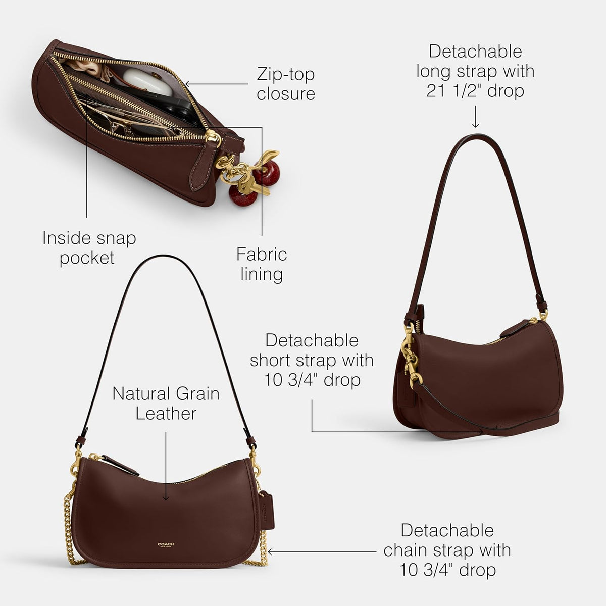 COACH Women's Natural Grain Leather Waverly Bag