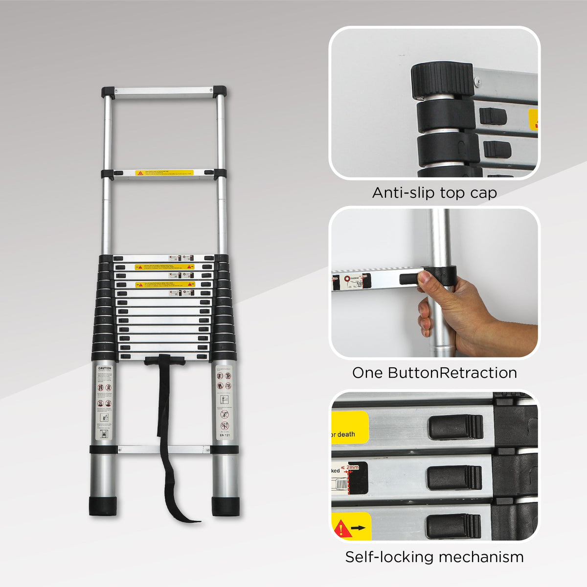 Telescoping Ladder 14.5FT - Multi-Purpose Aluminum Folding Ladder