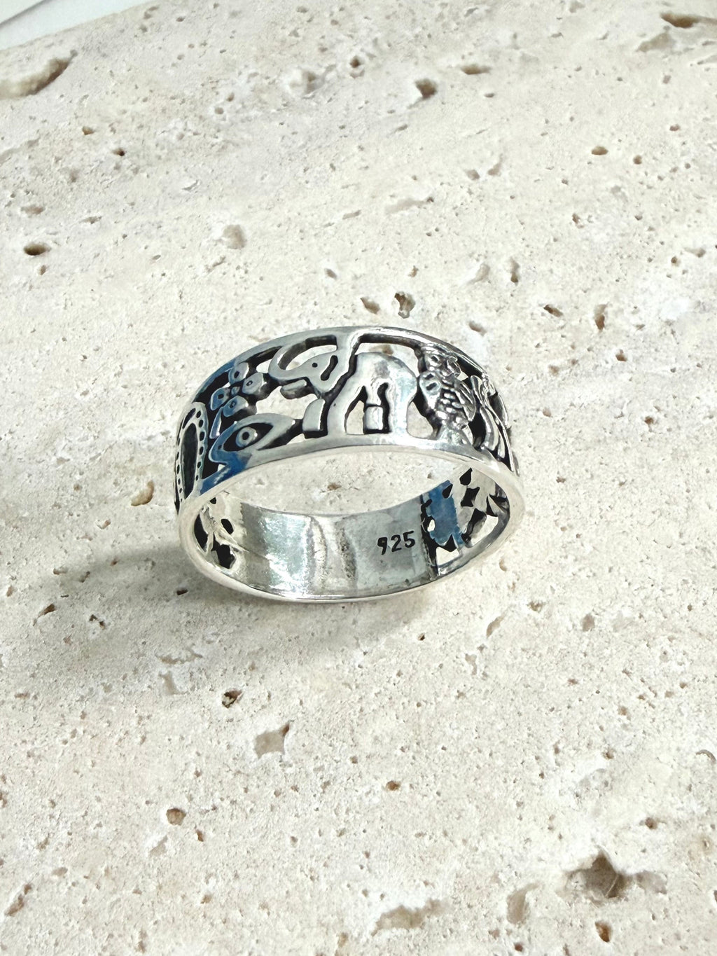 Silver 925 lucky charm ring | Handmade in Mexico | Protection Symbols Band Ring | Anillo de la suerte plata 925 Mexico