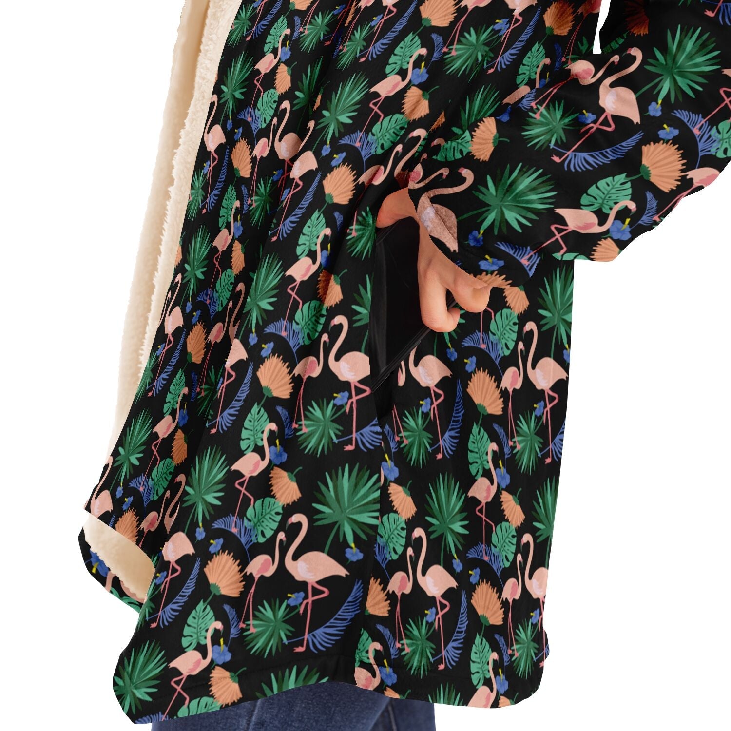 Flamingo Exotic Floral Cloak Hoodie