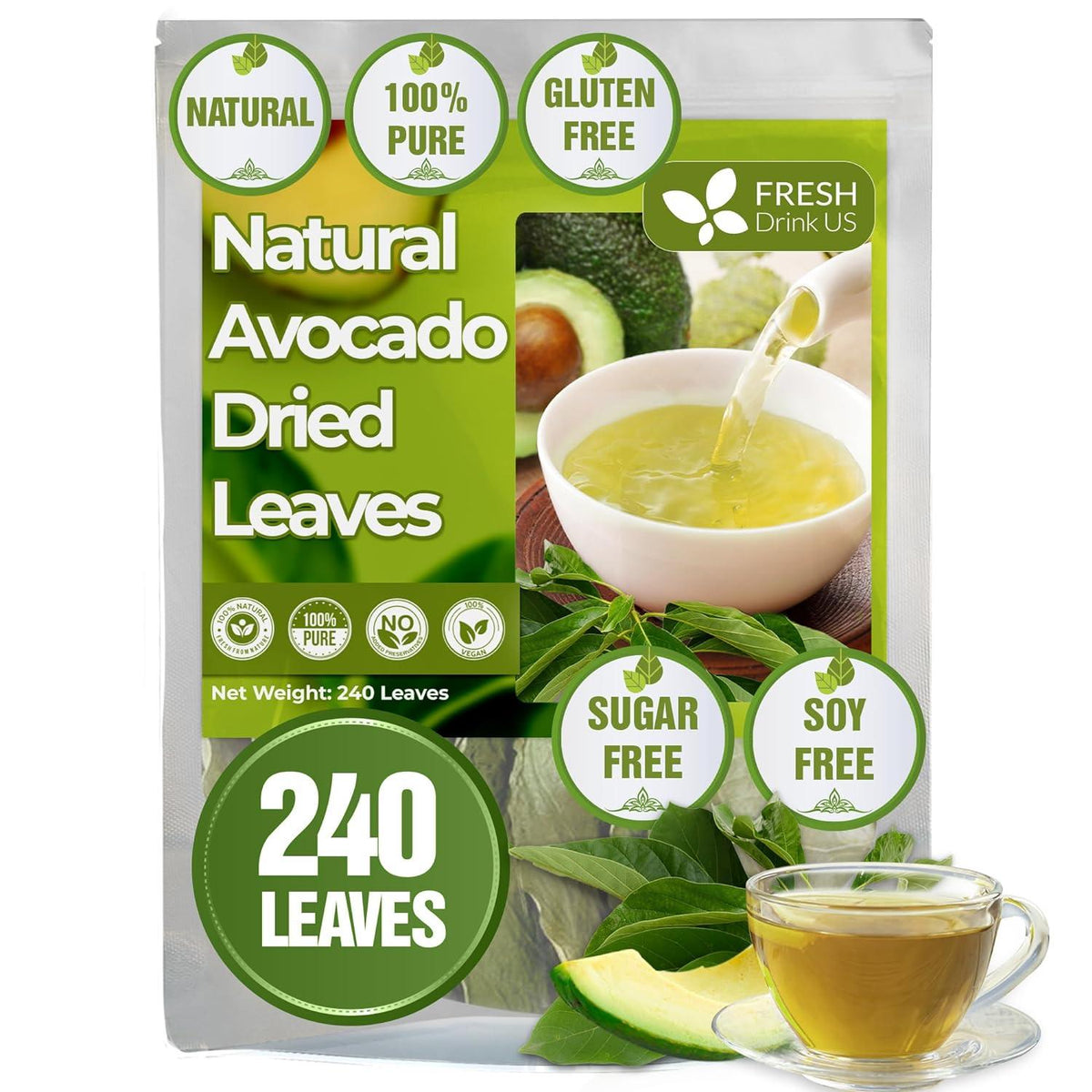 Natural Avocado Whole Leaves Dried, Tea Bags, 100% Pure from Avocado Leaves, Avocado Leaf Tea, Hojas de Aguacate Seca, No Additives, No Caffeine, Vegan