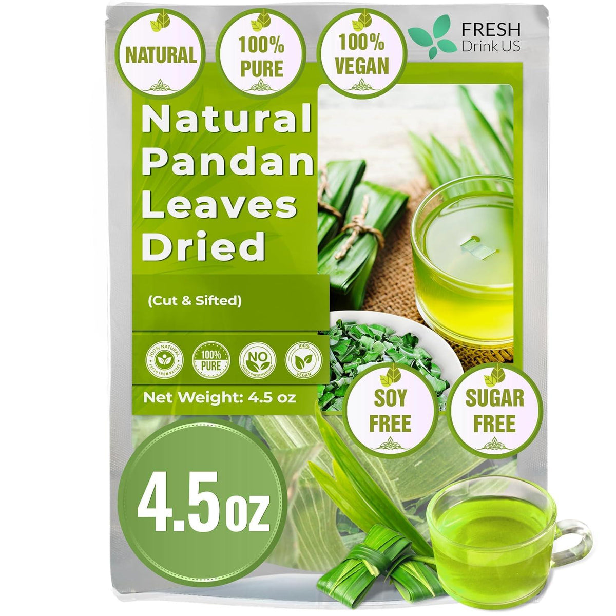 Natural Pandan Leaves Dried, Pandan Leaf Powder, 100% Pure Dried Pandan Leaves, Pandan Leaf Tea, No Additives, No Caffeine, Vegan