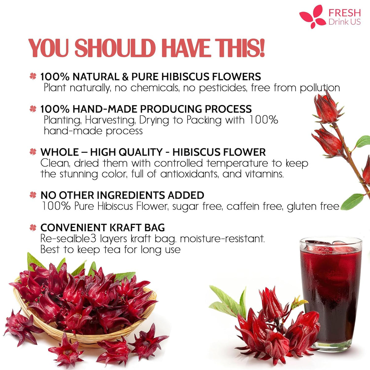 Hibiscus Dried Flowers Tea Bags