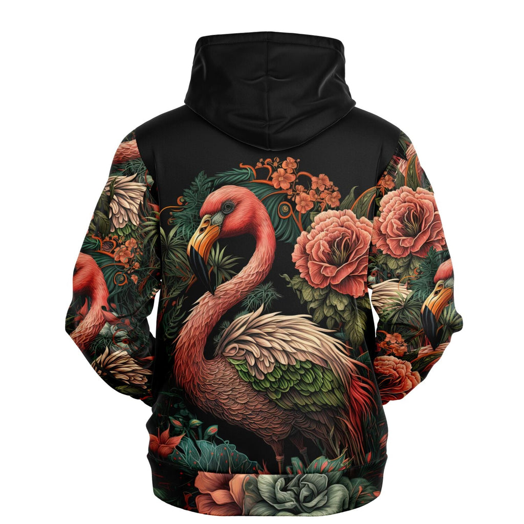 Flamingo Black Elegant Floral Hoodie