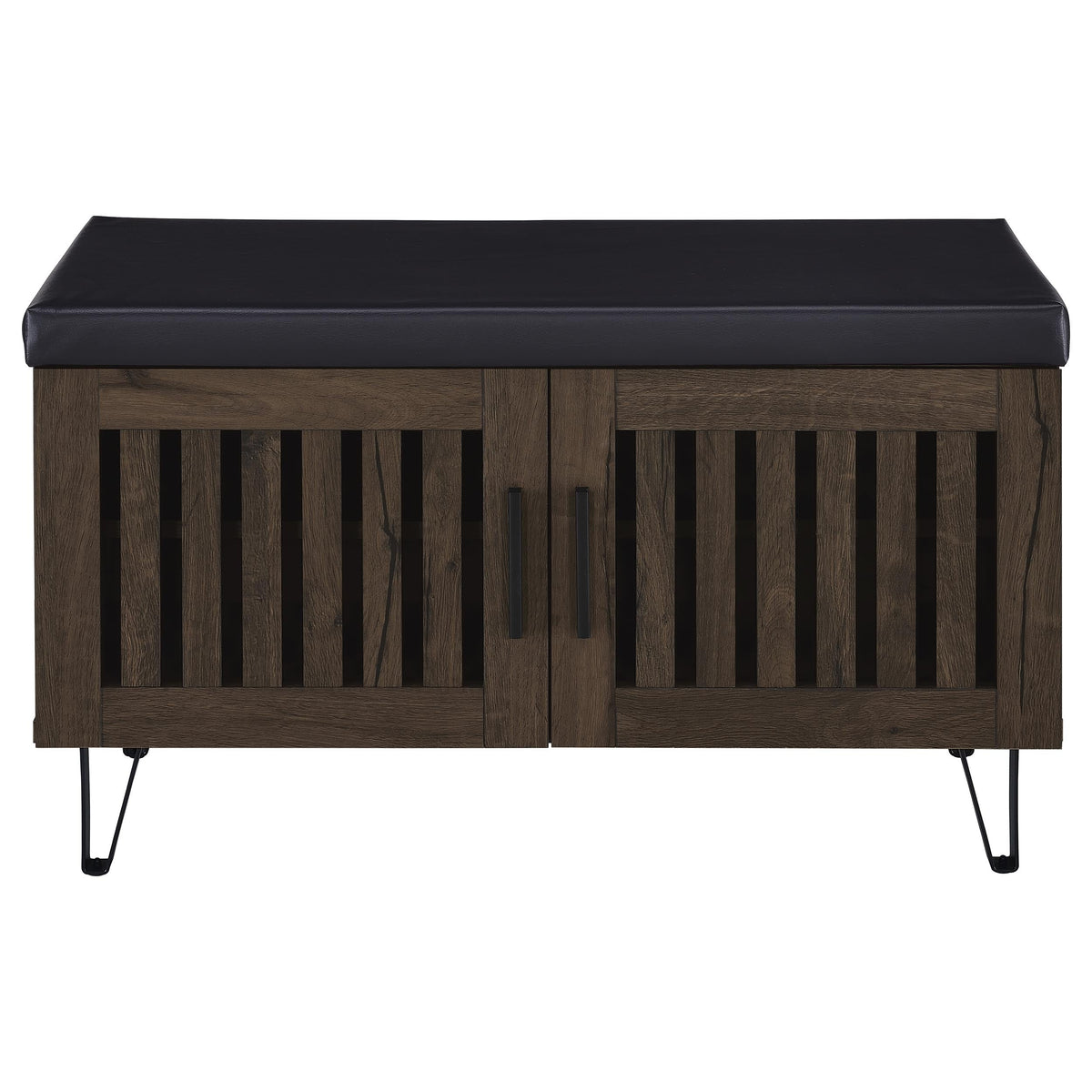 Brixton 2-door Padded Entryway Shoe Storage Bench Smoked Oak