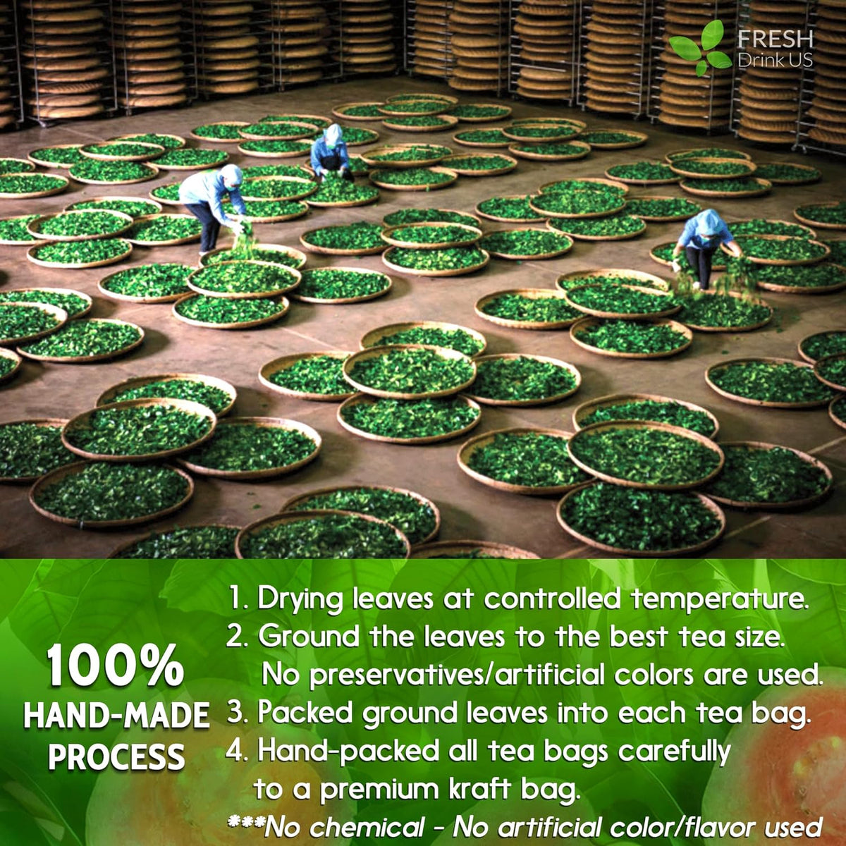 Natural Guava Leaves, Whole Dried Leaves, Cut-and-Sifted Guava leaves, 100% Pure from Guava Leaves, Natural Guava Loose Leaf Herbal Tea, No Additives, No Caffeine, Vegan