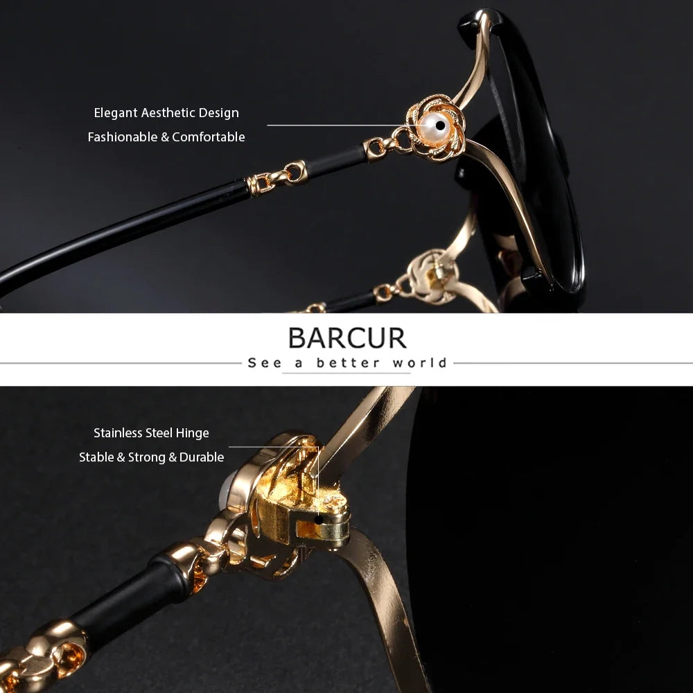BARCUR Sunglasses Trendy Butterfly Design Fashion Women Sunglasses Polarized Lens Ladies Sun Glasses UV400 Protection for Hot Summer Days