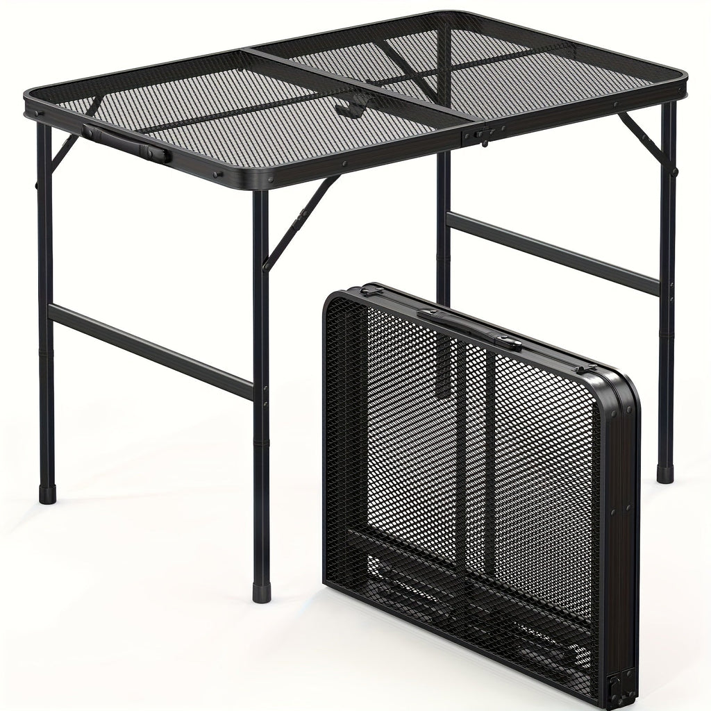 3FT Folding Camping Table Aluminum Portable Adjustable Picnic Table Black