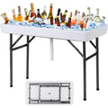 4ft Folding Ice Table with Drain Portable Cooler Table Party Fill & Chill White