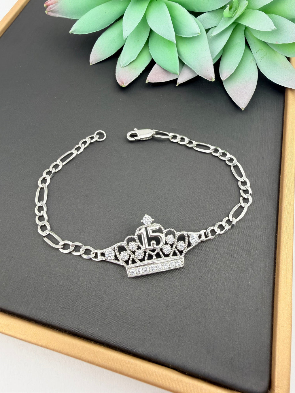Silver 925 Quinceañera bracelet | Tiara bracelet sweet 15