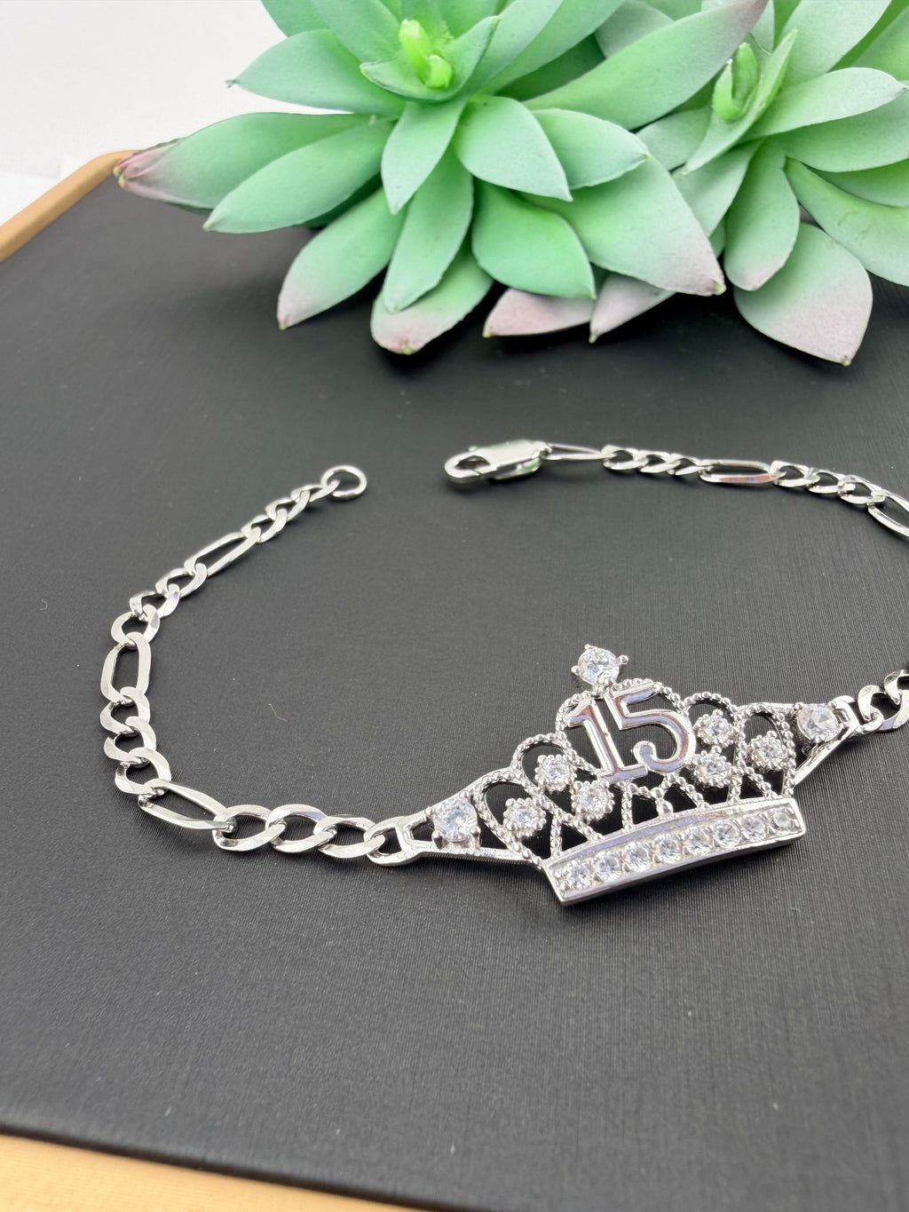 Silver 925 Quinceañera bracelet | Tiara bracelet sweet 15