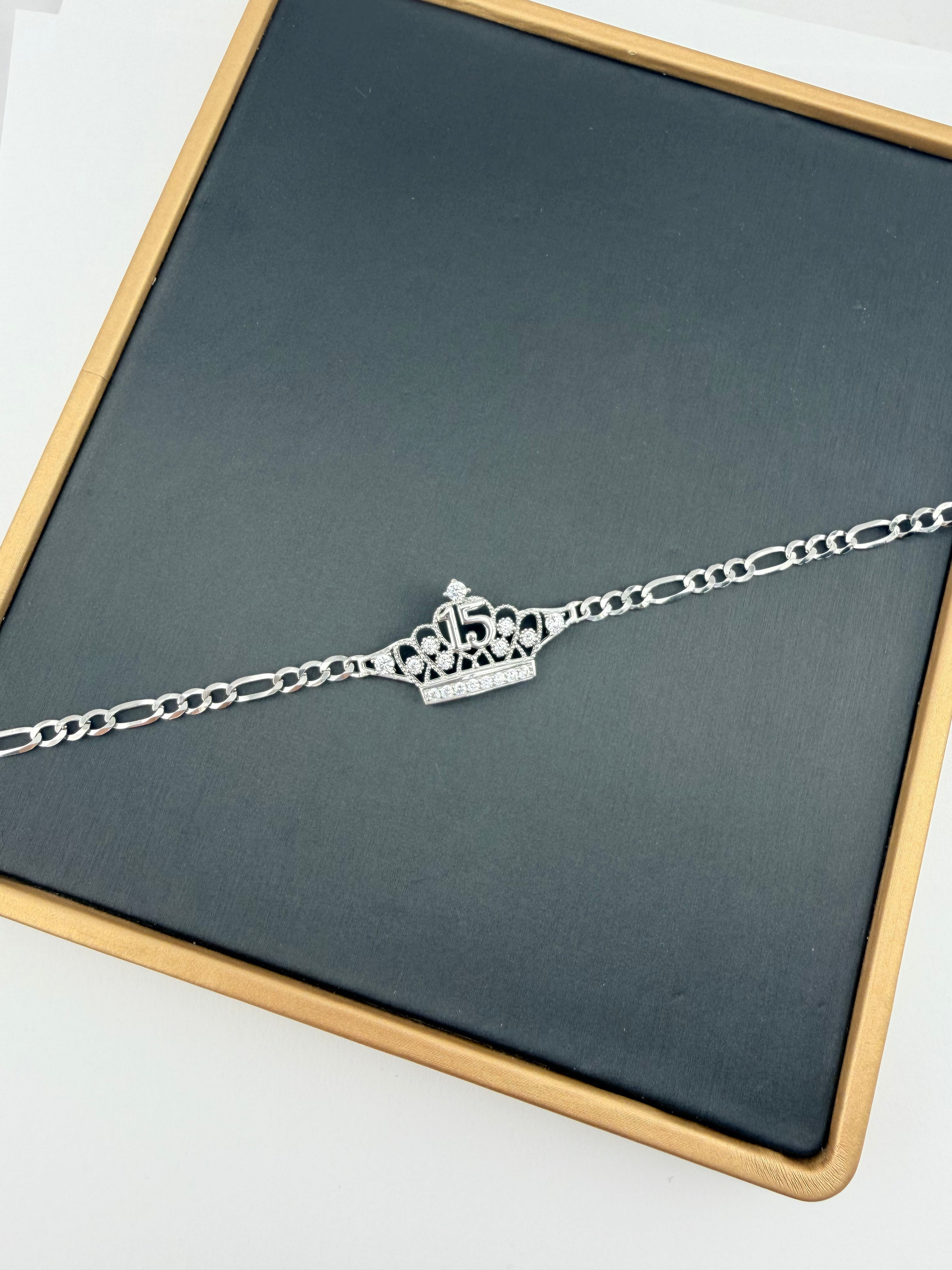Silver 925 Quinceañera bracelet | Tiara bracelet sweet 15