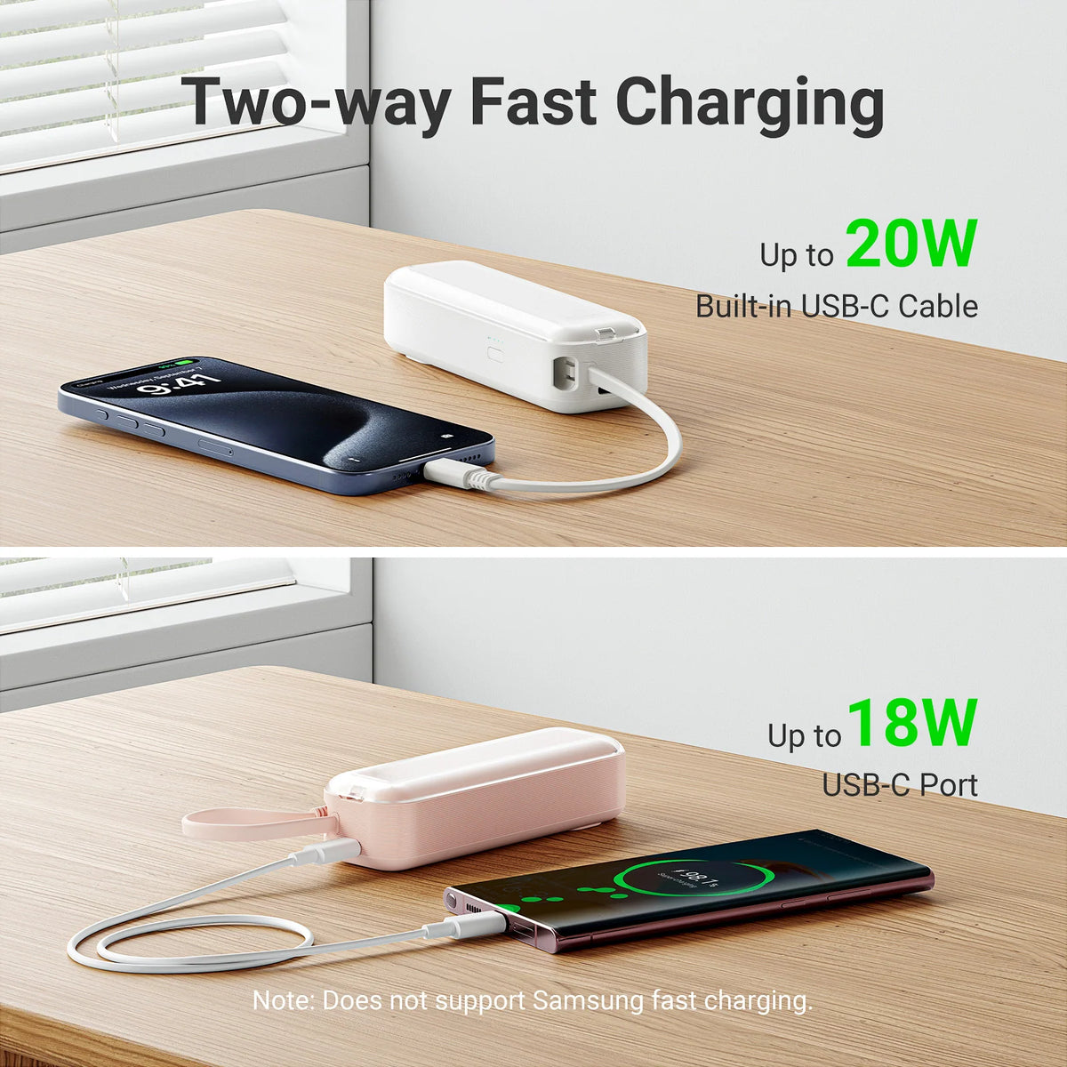 xCool CablePlug™ 3-in-1 Power Bank with Built-In Cable and Wall Plug, 5,000mAh