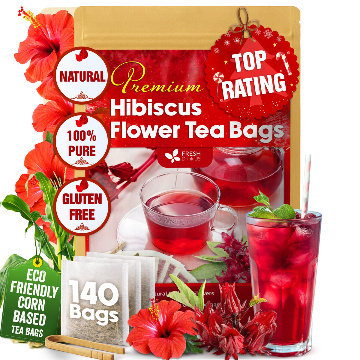 Hibiscus Dried Flowers Tea Bags