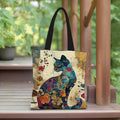 Eco-Friendly Canvas Tote Bag – Floral Cat Design & Lightweight
