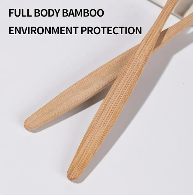Single Cowhide Wrapped Bamboo Toothbrush Set Natural and Environmentally Friendly Bamboo Toothbrush Tablet One Box of 10 P