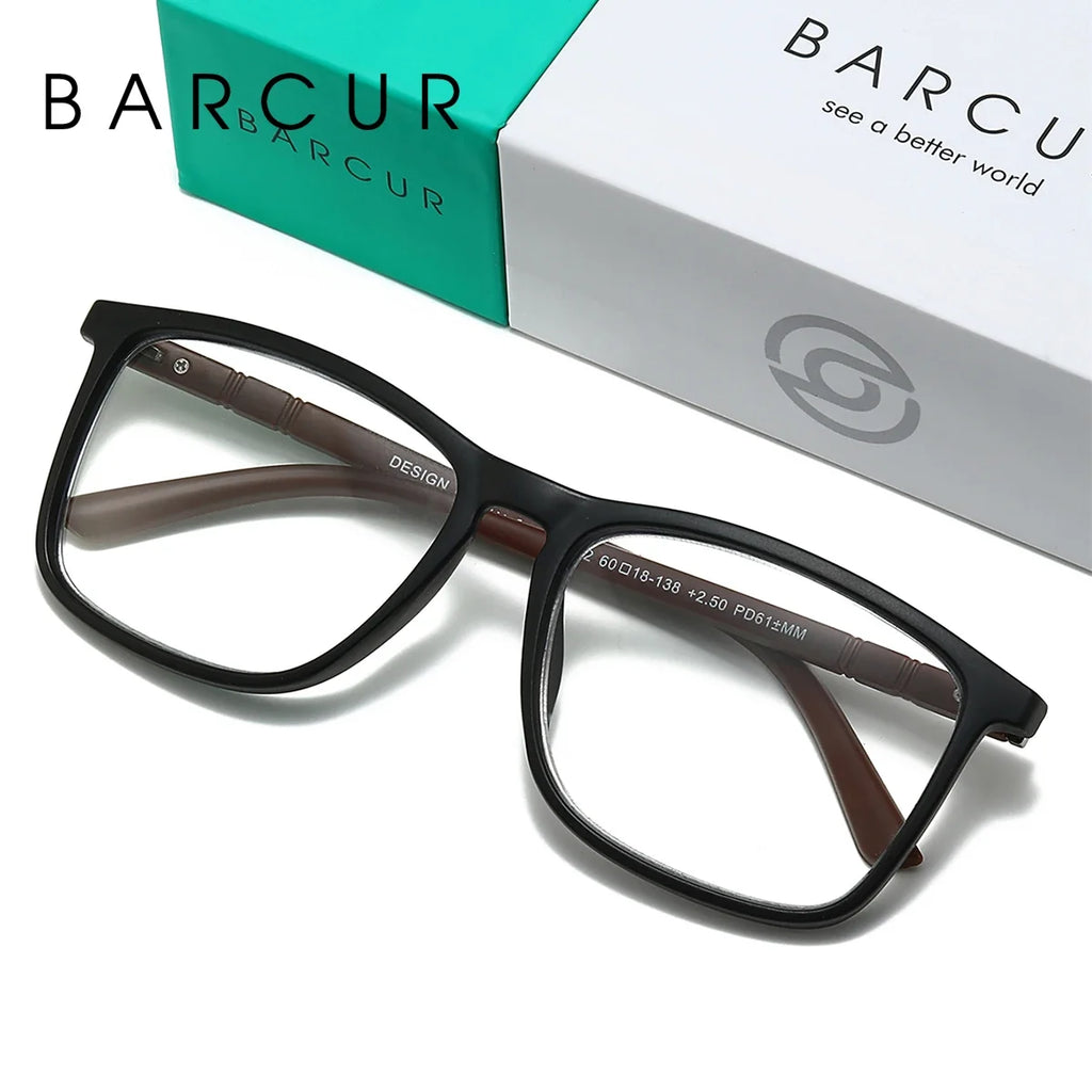 BARCUR Original Design Unisex Lightweight Reading Glasses – Classic and Comfortable Eye Protection for Men and Women Rectangle Frame