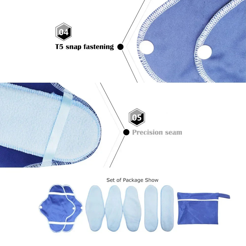 8PCS Reusable Sanitary Napkin Washable Soft Menstrual Pad Women Hygiene Sanitary Towels Postpartum Feminine Nursing Cloth