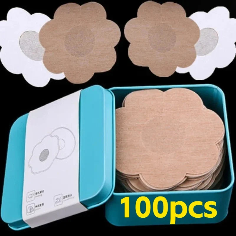 Women Summer Invisible Nipple Covers Pads Ultra Thin Fabric Chest Stickers Disposable Lift Pasties Daily Wear Intimate Underwear
