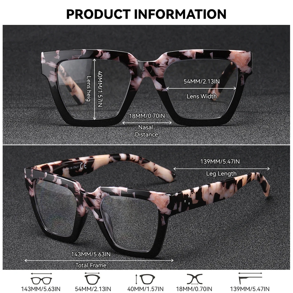 BARCUR Large Fashionable Frame Pink Reading Glasses for Women – Stylish Square Thick Frame Eyewear with Multi-Degree Options for Men & Women – Lightweight Blue Light Blocking Computer Glasses with White Gift Box for Home Office & Study