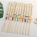 Single Cowhide Wrapped Bamboo Toothbrush Set Natural and Environmentally Friendly Bamboo Toothbrush Tablet One Box of 10 P