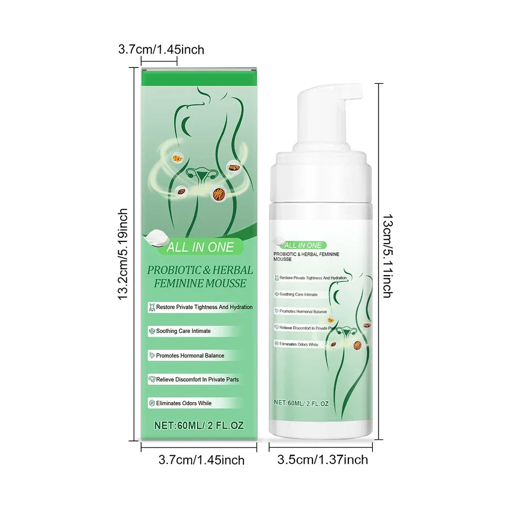 60ml Probiotics Herbal Female Intimate Hygiene Mousse Gentle Daily Wash Ph Balanced Gentle Daily Cleanse Comfort Irritation-Free