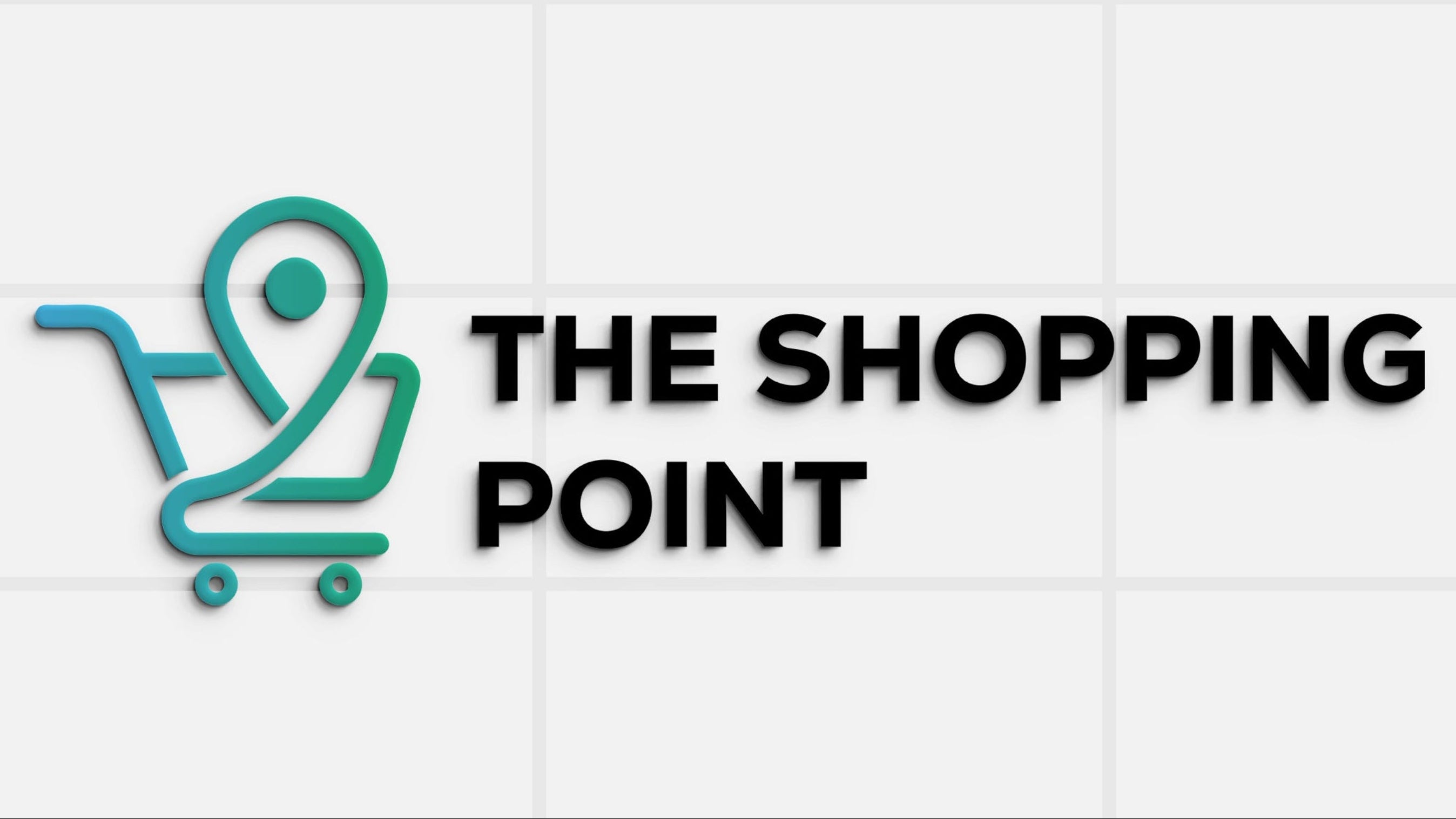 Logo of 'The Shopping Point' with a shopping cart and map pin on a white background