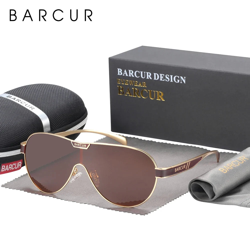 BARCUR Men's Polarized Sunglasses UV400 Protection Special-Shaped Eyewear for Men Stainless Steel Frame Eyeglasses Accessory
