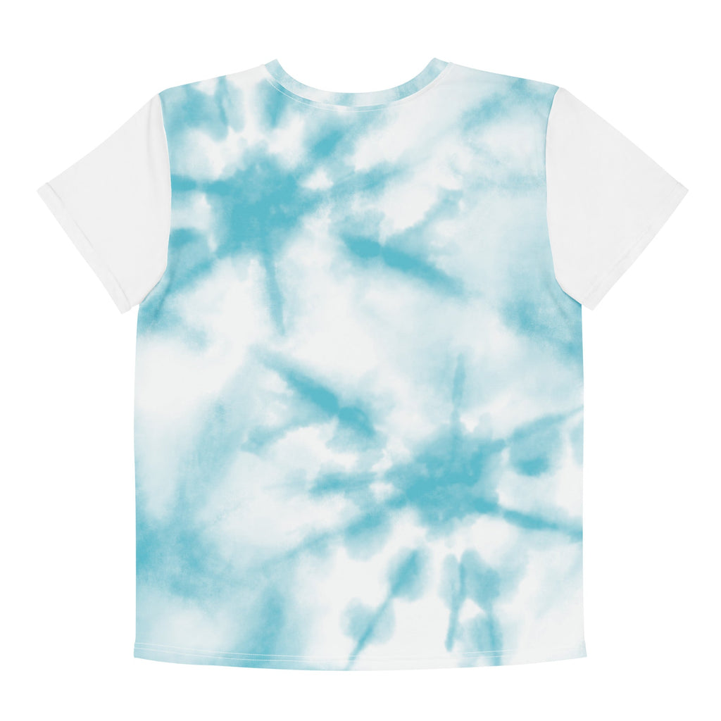 Combo Hoops aqua/white tie dye Youth cotton crew neck t-shirt
