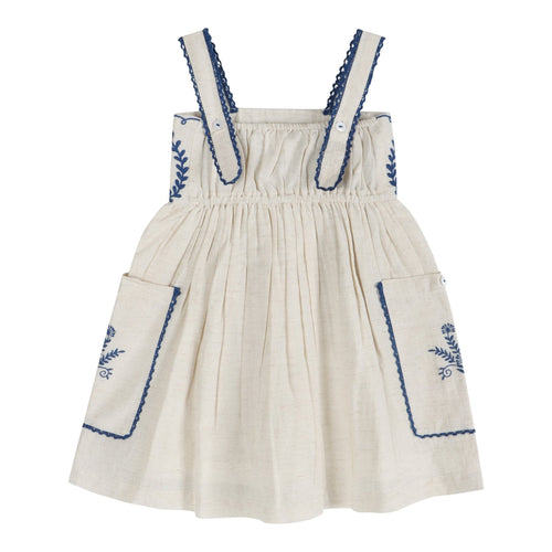 Azurea Hand-Embroidered Linen Dress | Artisan Floral Heirloom