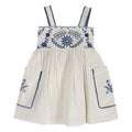 Azurea Hand-Embroidered Linen Dress | Artisan Floral Heirloom