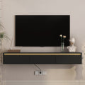 Floating TV Stand with LED Lights & Power Outlet