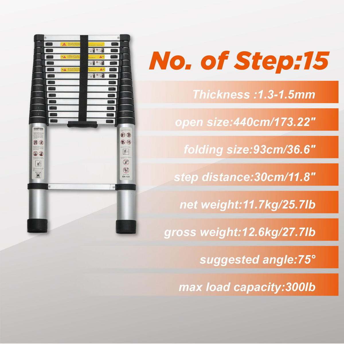 Telescoping Ladder 14.5FT - Multi-Purpose Aluminum Folding Ladder