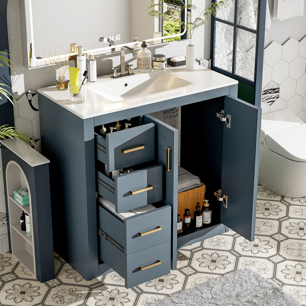 36" Bathroom Vanity With Ceramic Sink Combo
